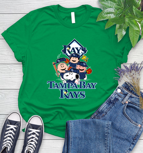 MLB Tampa Bay Rays Snoopy Charlie Brown Woodstock The Peanuts Movie Baseball T Shirt Women's T-Shirt 9