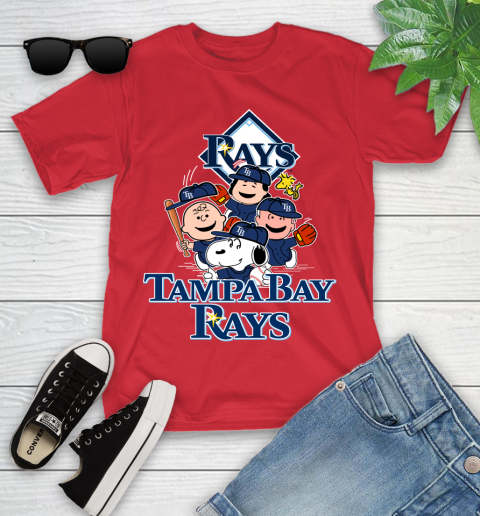 MLB Tampa Bay Rays Snoopy Charlie Brown Woodstock The Peanuts Movie Baseball T Shirt Youth T-Shirt 13
