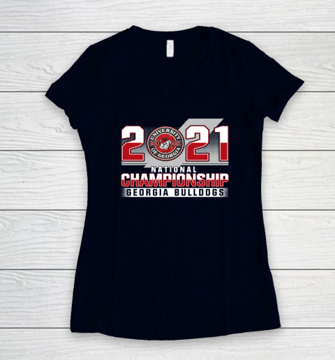 Georgia Bulldogs Championships 2021 Women's V-Neck T-Shirt 9