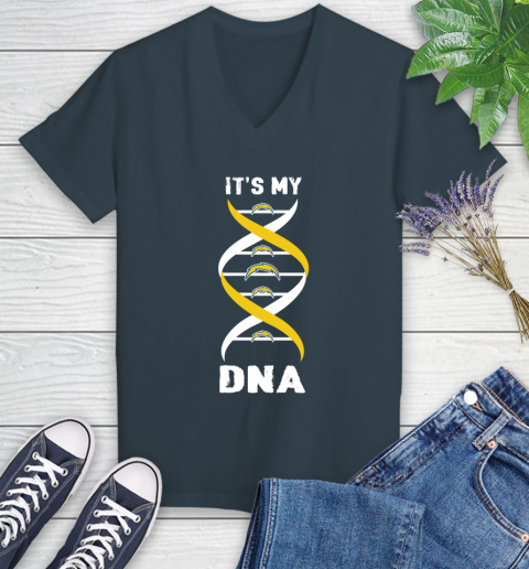 Los Angeles Chargers NFL Football It's My DNA Sports Women's V-Neck T-Shirt 8