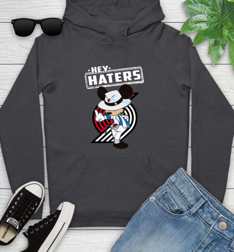 NBA Hey Haters Mickey Basketball Sports Portland Trail Blazers Youth Hoodie 8