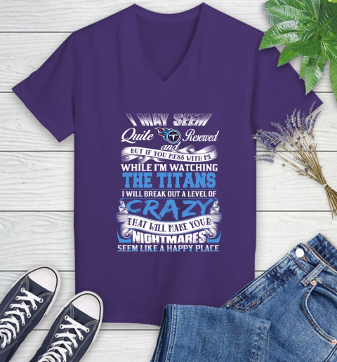 Tennessee Titans NFL Football Don't Mess With Me While I'm Watching My Team Women's V-Neck T-Shirt 3