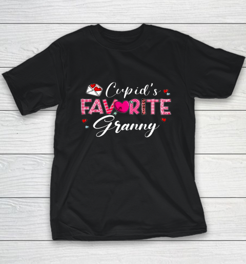 Cupid's Favorite Granny Leopard Plaid Funny Valentine Day Youth T-Shirt