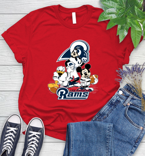 NFL Los Angeles Rams Mickey Mouse Donald Duck Goofy Football Shirt Women's T-Shirt 13