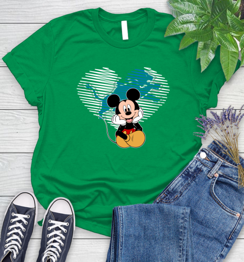 NFL Detroit Lions The Heart Mickey Mouse Disney Football T Shirt_000 Women's T-Shirt 9
