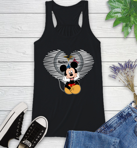 NFL Pittsburgh Steelers The Heart Mickey Mouse Disney Football T Shirt_000 Racerback Tank