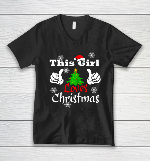 This Girl Loves Christmas T shirt Funny Christmas V-Neck T-Shirt
