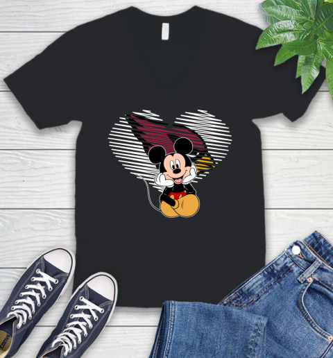 NFL Arizona Cardinals The Heart Mickey Mouse Disney Football T Shirt_000 V-Neck T-Shirt