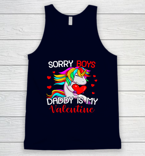 Sorry Boys Daddy Is My Valentine Unicorn Girls Valentine Tank Top 7