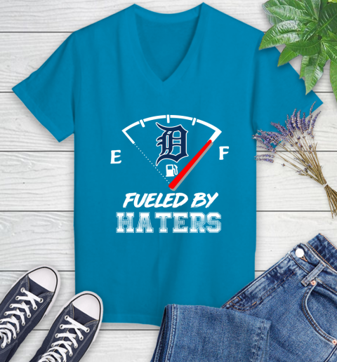 Detroit Tigers MLB Baseball Fueled By Haters Sports Women's V-Neck T-Shirt 7