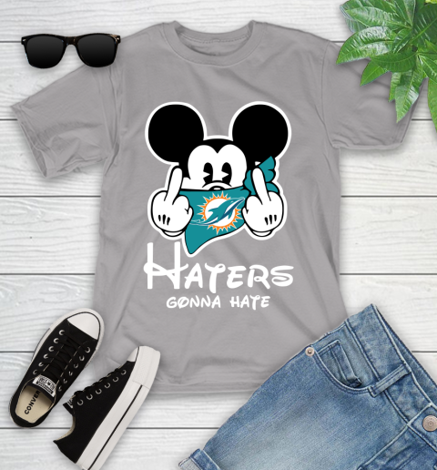 NFL Miami Dolphins Haters Gonna Hate Mickey Mouse Disney Football T Shirt Youth T-Shirt 4