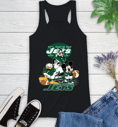 NFL New York Jets Mickey Mouse Donald Duck Goofy Football Shirt Racerback Tank