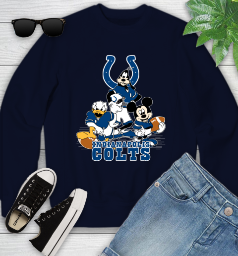 NFL Indianapolis Colts Mickey Mouse Donald Duck Goofy Football Shirt Youth Sweatshirt 2
