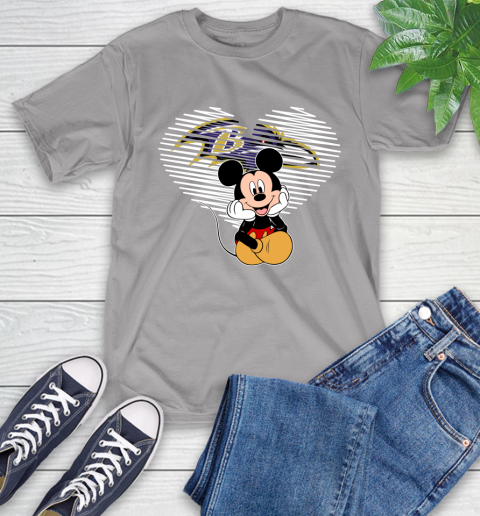 NFL Baltimore Ravens The Heart Mickey Mouse Disney Football T Shirt_000 T-Shirt 6