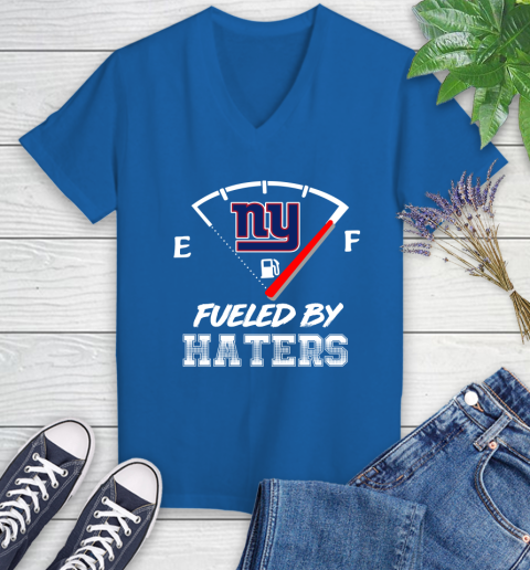 New York Giants NFL Football Fueled By Haters Sports Women's V-Neck T-Shirt - Image 11