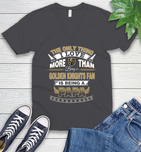 NHL The Only Thing I Love More Than Being A Vegas Golden Knights Fan Is Being A Papa Hockey V-Neck T-Shirt 4