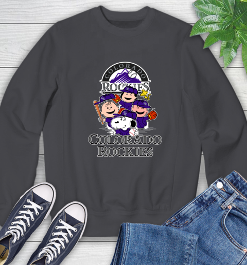 MLB Colorado Rockies Snoopy Charlie Brown Woodstock The Peanuts Movie Baseball T Shirt_000 Sweatshirt 6