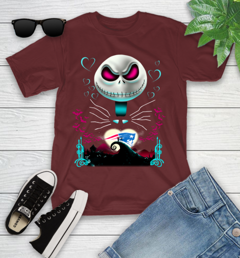 NFL New England Patriots Jack Skellington Sally The Nightmare Before Christmas Football Youth T-Shirt 14