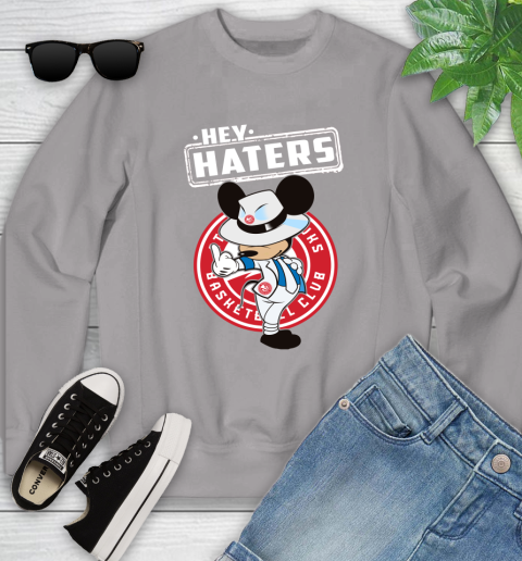 NBA Hey Haters Mickey Basketball Sports Atlanta Hawks Youth Sweatshirt 3