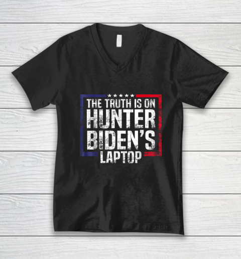 The Truth Is On Hunter Biden's Laptop Anti Biden Trump 2024 V-Neck T-Shirt