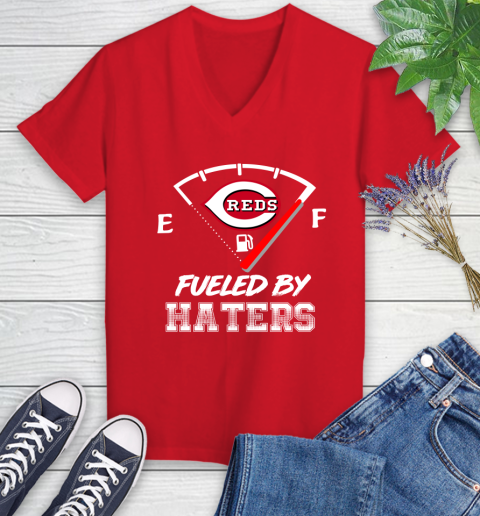Cincinnati Reds MLB Baseball Fueled By Haters Sports Women's V-Neck T-Shirt 11