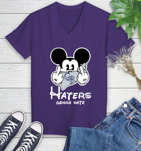 MLB Colorado Rockies Gonna Hate Mickey Mouse Disney Baseball T Shirt_000 Women's V-Neck T-Shirt 3