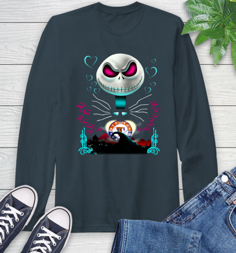 MLB Texas Rangers Jack Skellington Sally The Nightmare Before Christmas Baseball Long Sleeve T-Shirt 9