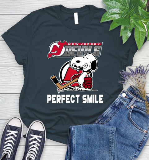 NHL New Jersey Devils Snoopy Perfect Smile The Peanuts Movie Hockey T Shirt Women's T-Shirt 11