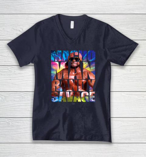 Randy Macho Man Savage WWE Disco Splash V-Neck T-Shirt 2