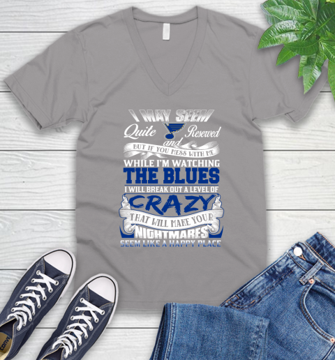 St.Louis Blues NHL Hockey Don't Mess With Me While I'm Watching My Team V-Neck T-Shirt 3