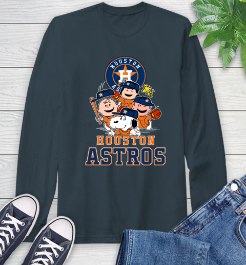 MLB Houston Astros Snoopy Charlie Brown Woodstock The Peanuts Movie Baseball T Shirt Long Sleeve T-Shirt 9