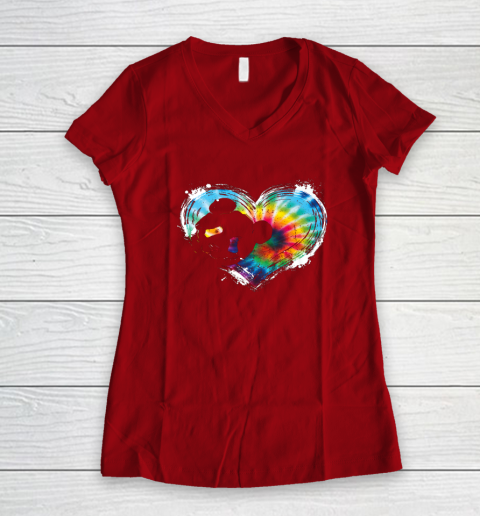 Valentine Day Panda Animal Lover Asian Bear Wildlife Tie Dye Women's V-Neck T-Shirt 13