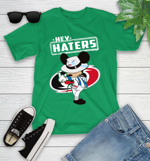 NHL Hey Haters Mickey Hockey Sports Carolina Hurricanes Youth T-Shirt 8