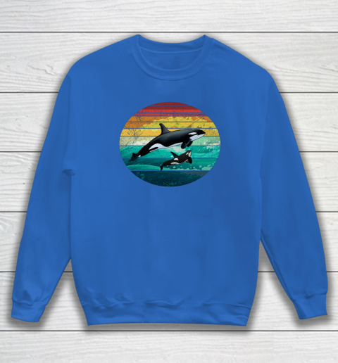 Orca Family Vintage Retro Art Killer Whale Family Sweatshirt 5