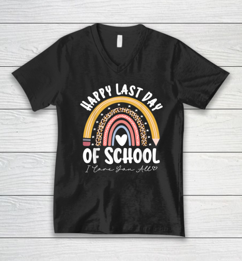 Happy Last Day Of School Cool Teacher Student Graduation V-Neck T-Shirt