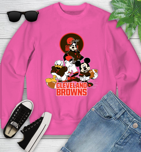 NFL Cleveland Browns Mickey Mouse Donald Duck Goofy Football Shirt Youth Sweatshirt 6