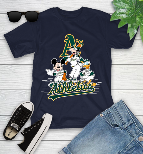 MLB Oakland Athletics Mickey Mouse Donald Duck Goofy Baseball T Shirt Youth T-Shirt 2