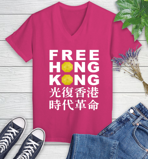 Free Hong Kong Women's V-Neck T-Shirt 9