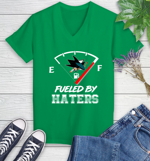 San Jose Sharks NHL Hockey Fueled By Haters Sports Women's V-Neck T-Shirt 5