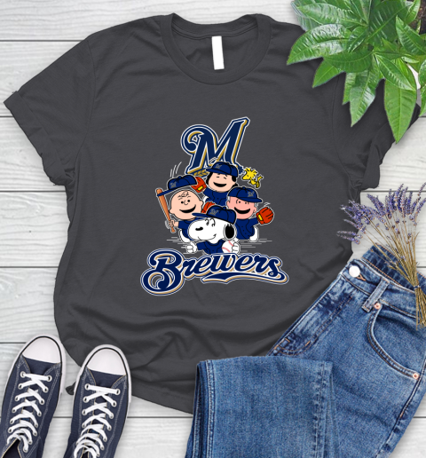 MLB Milwaukee Brewers Snoopy Charlie Brown Woodstock The Peanuts Movie Baseball T Shirt_000 Women's T-Shirt 8