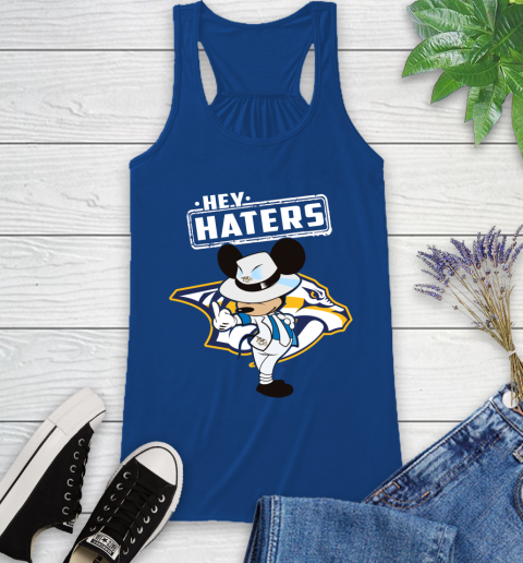 NHL Hey Haters Mickey Hockey Sports Nashville Predators Racerback Tank 8