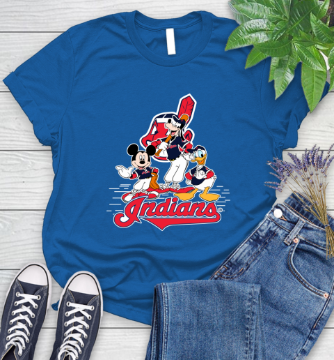 MLB Cleveland Indians Mickey Mouse Donald Duck Goofy Baseball T Shirt Women's T-Shirt 12