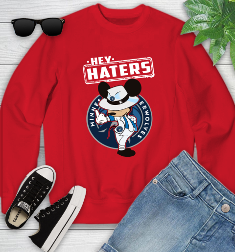 NBA Hey Haters Mickey Basketball Sports Minnesota Timberwolves Youth Sweatshirt 8