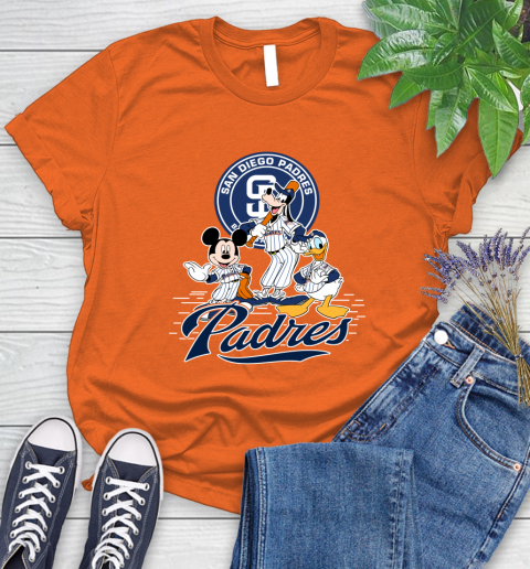 MLB San Diego Padres Mickey Mouse Donald Duck Goofy Baseball T Shirt Women's T-Shirt 3