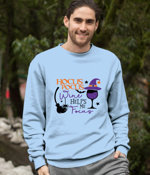 Hocus Pocus Tshirt, Hocus Pocus Wine Helps Me Focus Shirt, Halloween Gifts