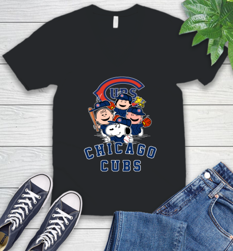 MLB Chicago Cubs Snoopy Charlie Brown Woodstock The Peanuts Movie Baseball T Shirt V-Neck T-Shirt