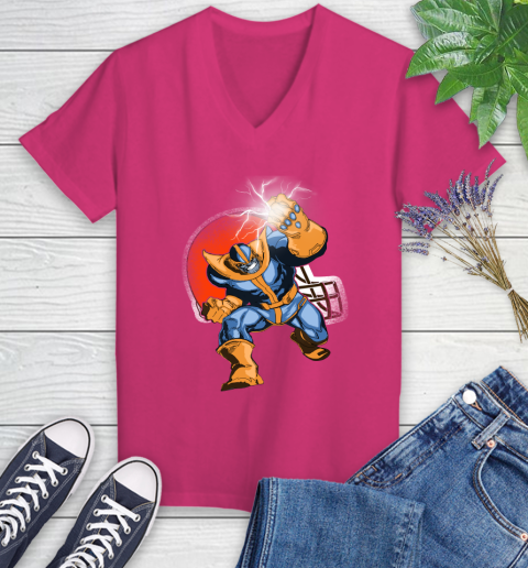 Cleveland Browns NFL Football Thanos Avengers Infinity War Marvel Women's V-Neck T-Shirt 9
