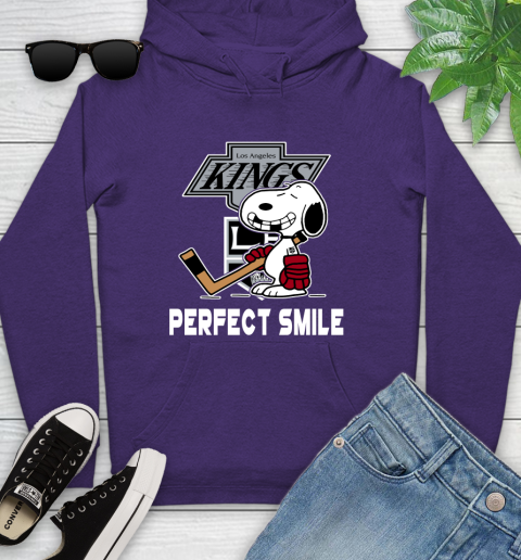 NHL Los Angeles Kings Snoopy Perfect Smile The Peanuts Movie Hockey T Shirt Youth Hoodie 5