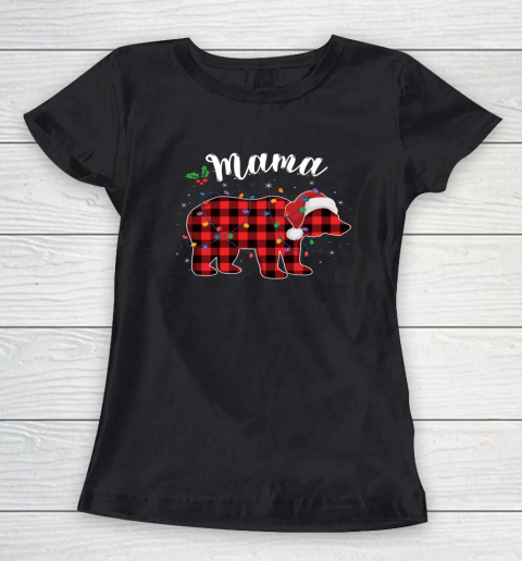 Mama Bear Buffalo Red Plaid Matching Family Christmas Pajama Women's T-Shirt