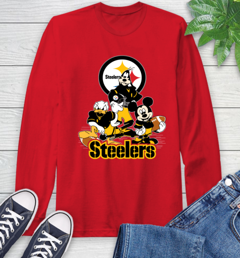 NFL Pittsburgh Steelers Mickey Mouse Donald Duck Goofy Football Shirt Long Sleeve T-Shirt 11
